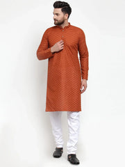 DesiQlo Men Brown Chikan Kurta Only ( KO 561 Brown )