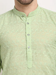 DesiQlo Men Green Chikan Kurta Only ( KO 561 Green )