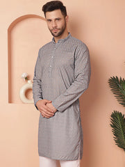 Chikankari Pure Cotton Kurtas-KO-561Grey