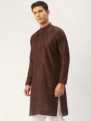 Men's Woven Design Jacquard Kurtas ( KO 597 Green )