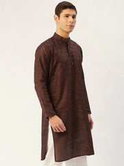 Men's Woven Design Jacquard Kurtas ( KO 597 Green )