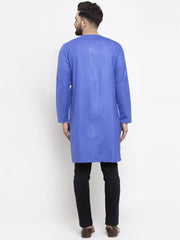 Men Blue Solid high-low Kurta
