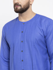 Men Blue Solid high-low Kurta