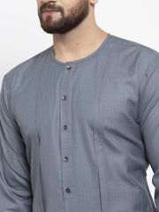 Men Grey Solid high-low Kurta ( KO 598 Grey )-KO-598