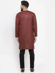 Men Maroon Solid high-low Kurta ( KO 598 Maroon )-KO-598