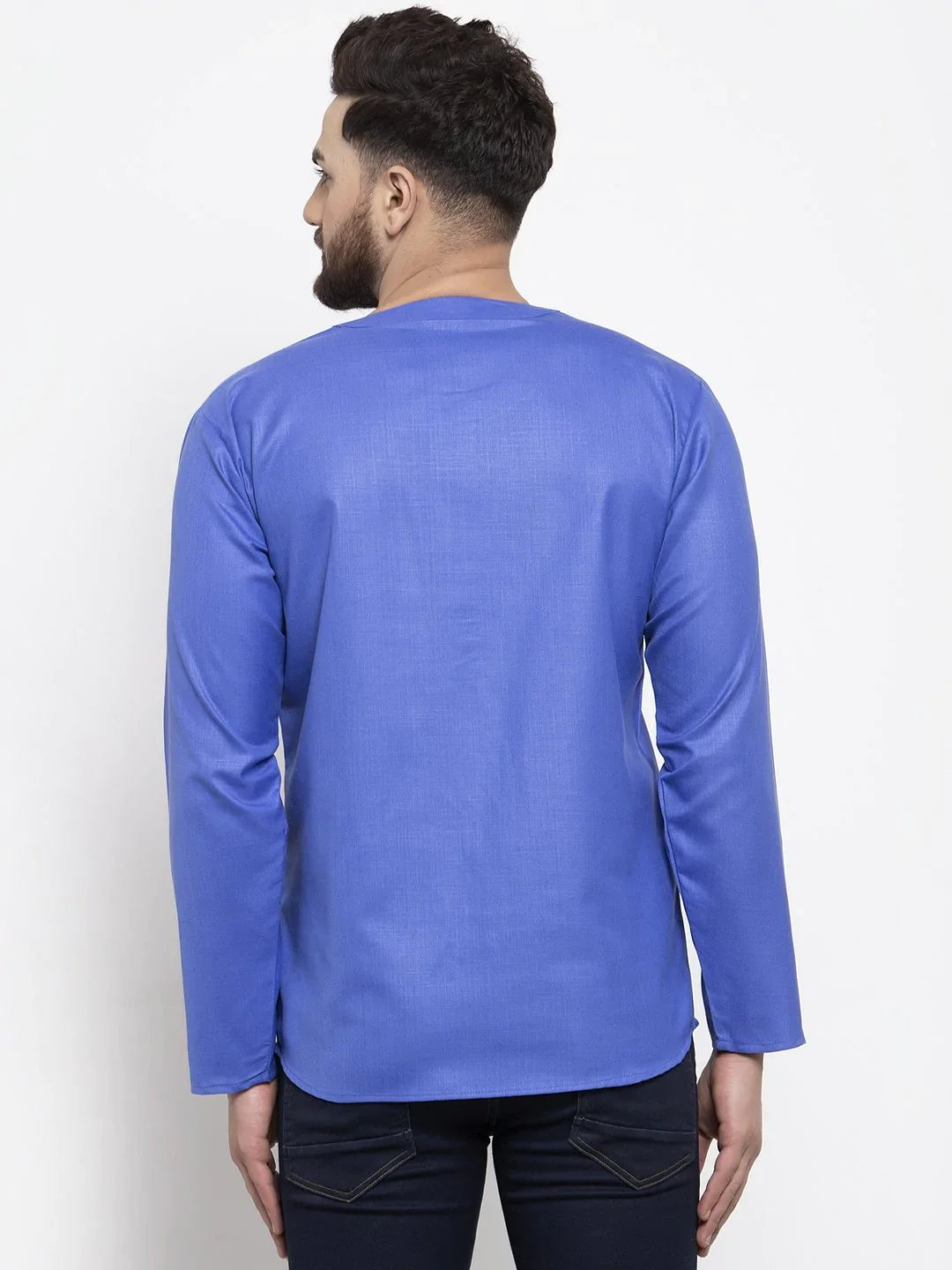 Blue Cotton Mens Kurta - Short Indian Kurta for Men Online