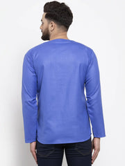 Men Blue Solid Straight Short Kurta ( KO 599 Blue )-KO-599