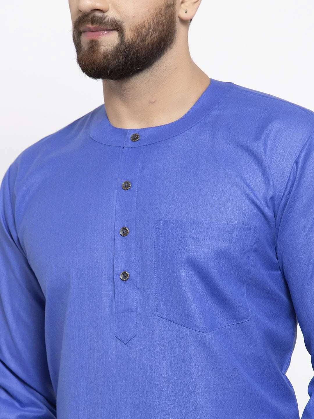 Blue Cotton Mens Kurta - Short Indian Kurta for Men Online