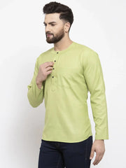 Men Green Solid Straight Short Kurta ( KO 599 Green )-KO-599