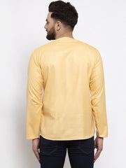 Men Mustard Solid Straight Short Kurta ( KO 599 Mustard )-KO-599