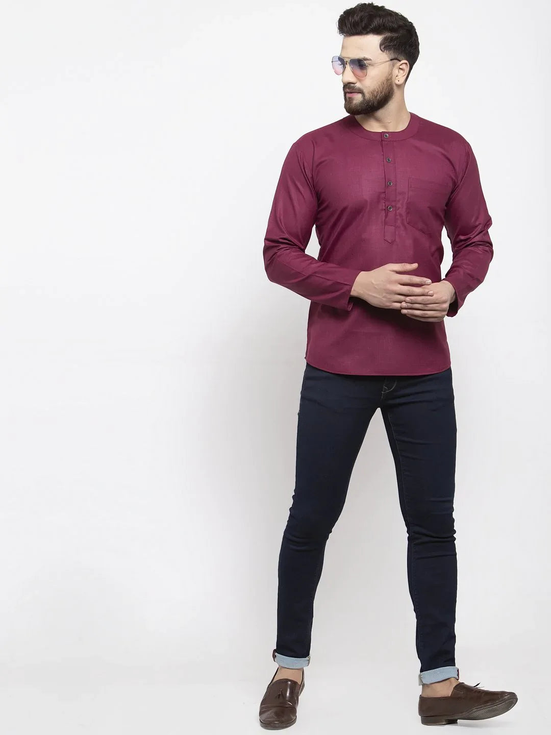 Purple Short Kurta for Men - Stylish Indian Kurta Collection