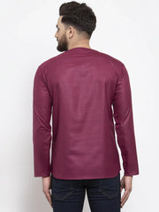 Men Purple Solid Straight Short Kurta ( KO 599 Purple )-KO-599