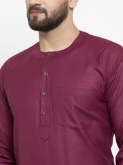 Men Purple Solid Straight Short Kurta ( KO 599 Purple )-KO-599