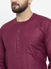 Men Purple Solid Straight Short Kurta ( KO 599 Purple )-KO-599