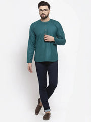 Men Teal Solid Straight Short Kurta ( KO 599 Teal )-KO-599