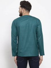 Men Teal Solid Straight Short Kurta ( KO 599 Teal )-KO-599