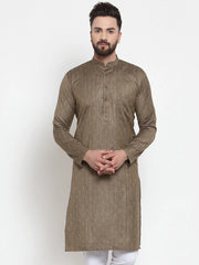 Men Bronze & White Self Design Kurta Only