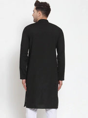 DesiQlo Men's Black Cotton Solid Kurta Only ( KO 611 Black )