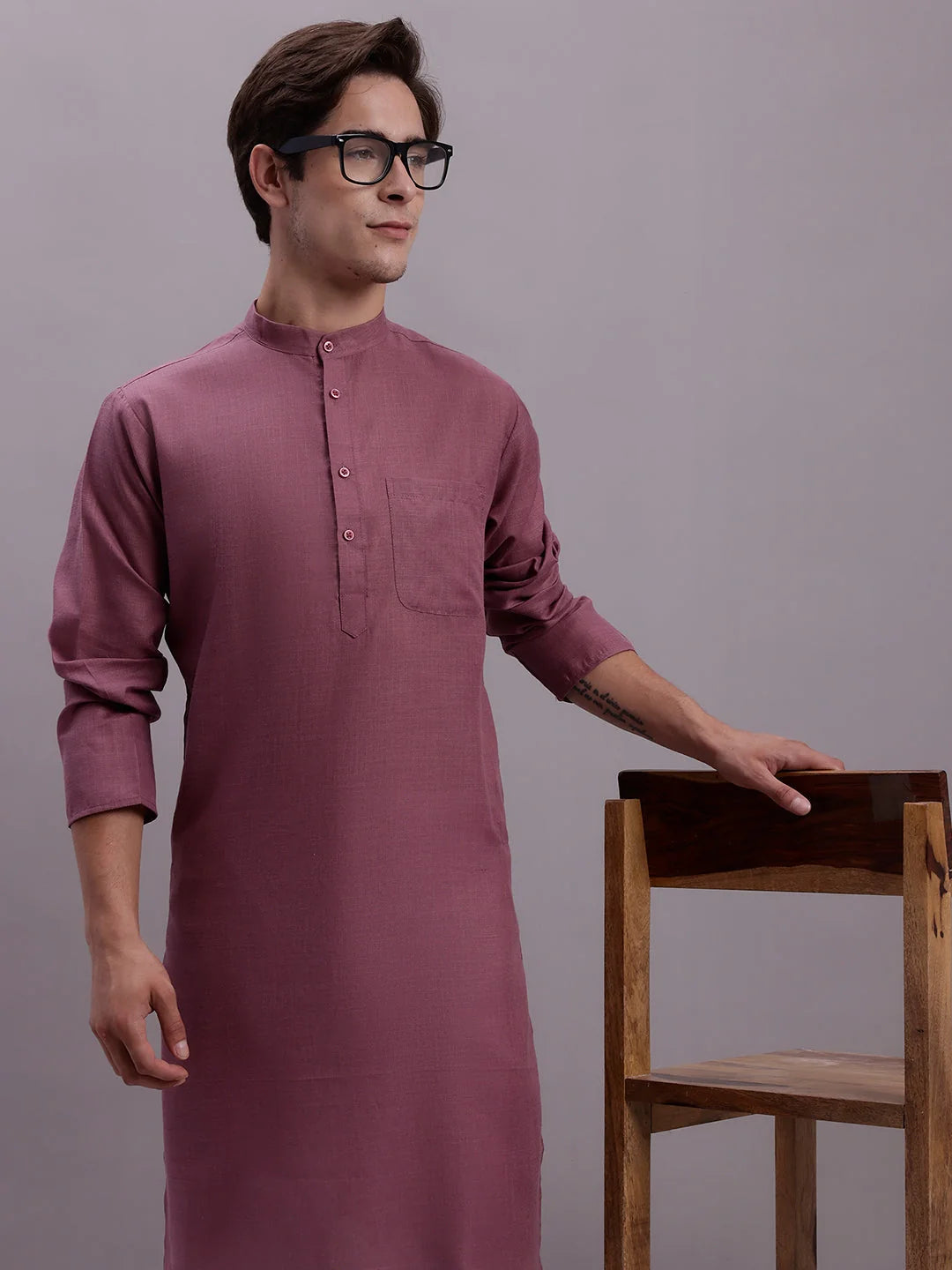 Men's Cotton Solid Kurtas