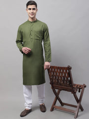 Men's Cotton Solid Kurtas-KO-611