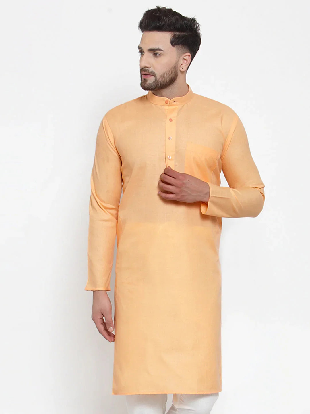 DesiQlo Men Kurta Only - Orange - KO_611Orange_S