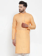 DesiQlo Men's Orange Cotton Solid Kurta Only ( KO 611 Orange )