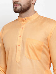 DesiQlo Men's Orange Cotton Solid Kurta Only ( KO 611 Orange )