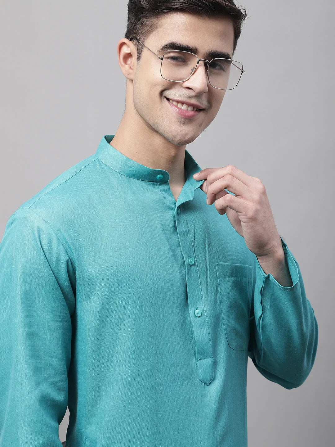 Men Cotton Solid Kurtas-KO-611