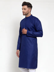 DesiQlo Men's Royal Blue Cotton Solid Kurta Only ( KO 611 Royal )