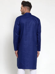 DesiQlo Men's Royal Blue Cotton Solid Kurta Only ( KO 611 Royal )
