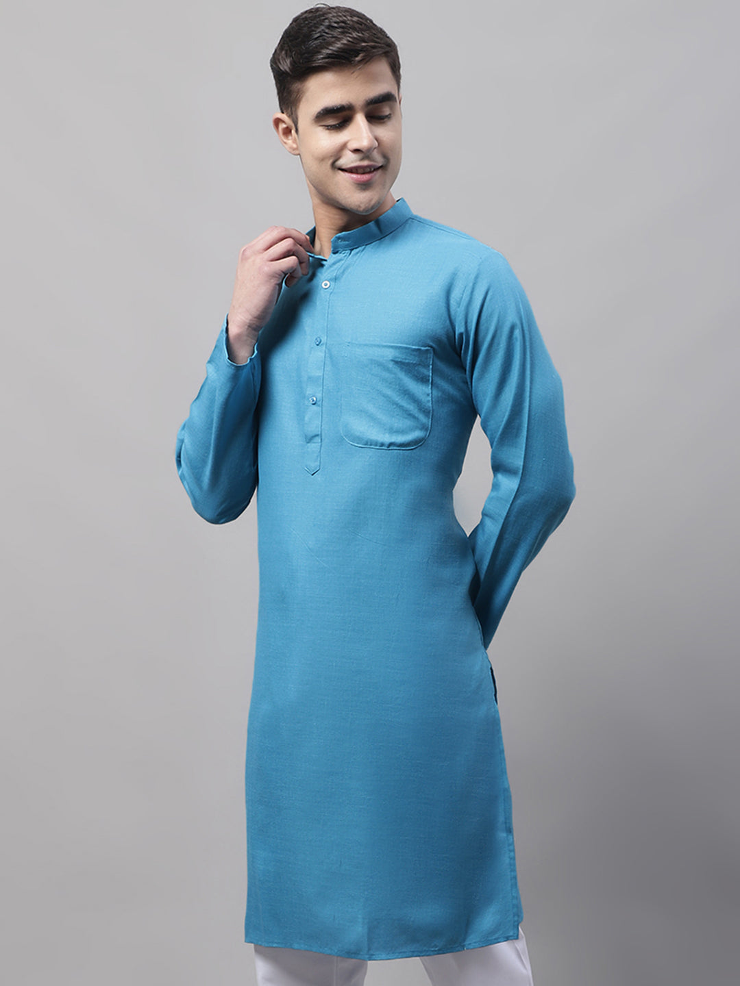 Men's Styled Solid Cotton Kurta - Elegant Indian Kurta for Men
