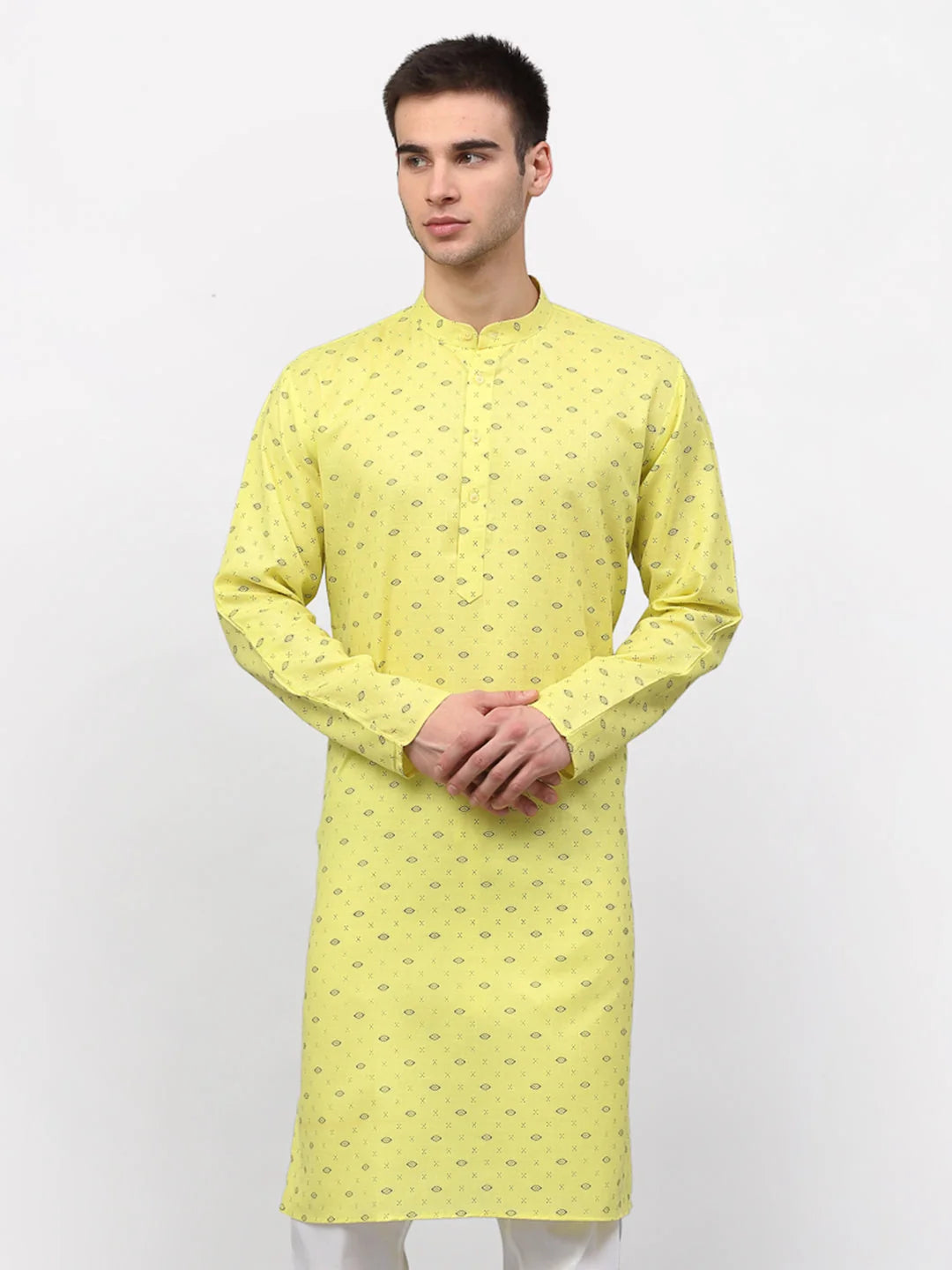 Lemon Cotton Mens Kurta | Short Kurta for Men