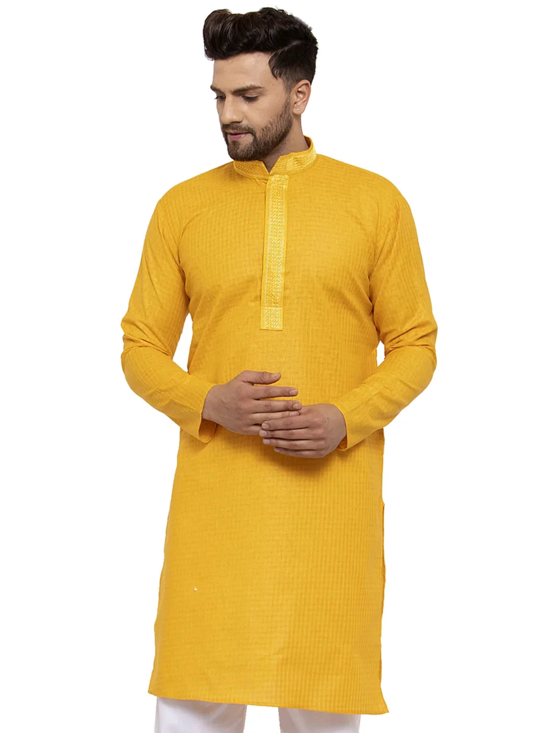 DesiQlo Men Kurta Only - Yellow - KO_617Mustard_S