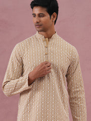 Floral Embroidered Kurta (KO 626 Beige ) [FF] [G-1-5]