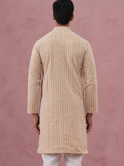 Floral Embroidered Kurta (KO 626 Beige ) [FF] [G-1-5]