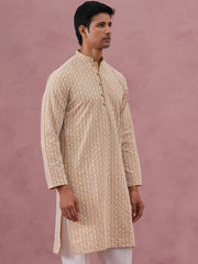 Floral Embroidered Kurta (KO 626 Beige ) [FF] [G-1-5]