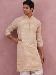 Floral Embroidered Kurta (KO 626 Beige ) [FF] [G-1-5]