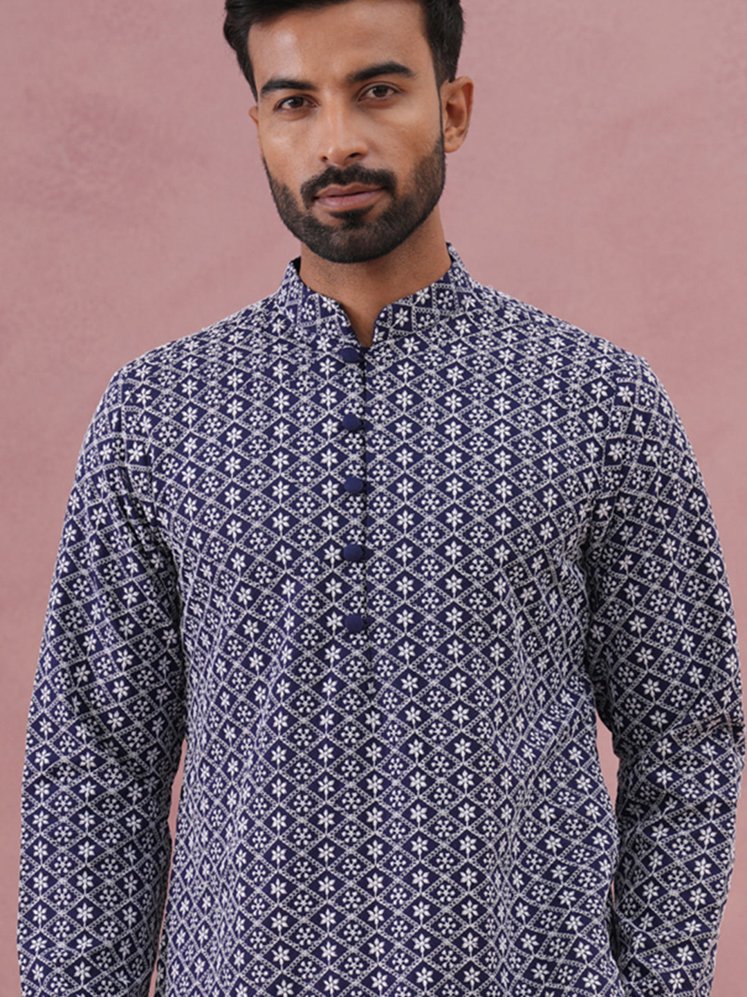 Floral Embroidered Kurta (KO 626 Blue ) [FF] [G-1-5]