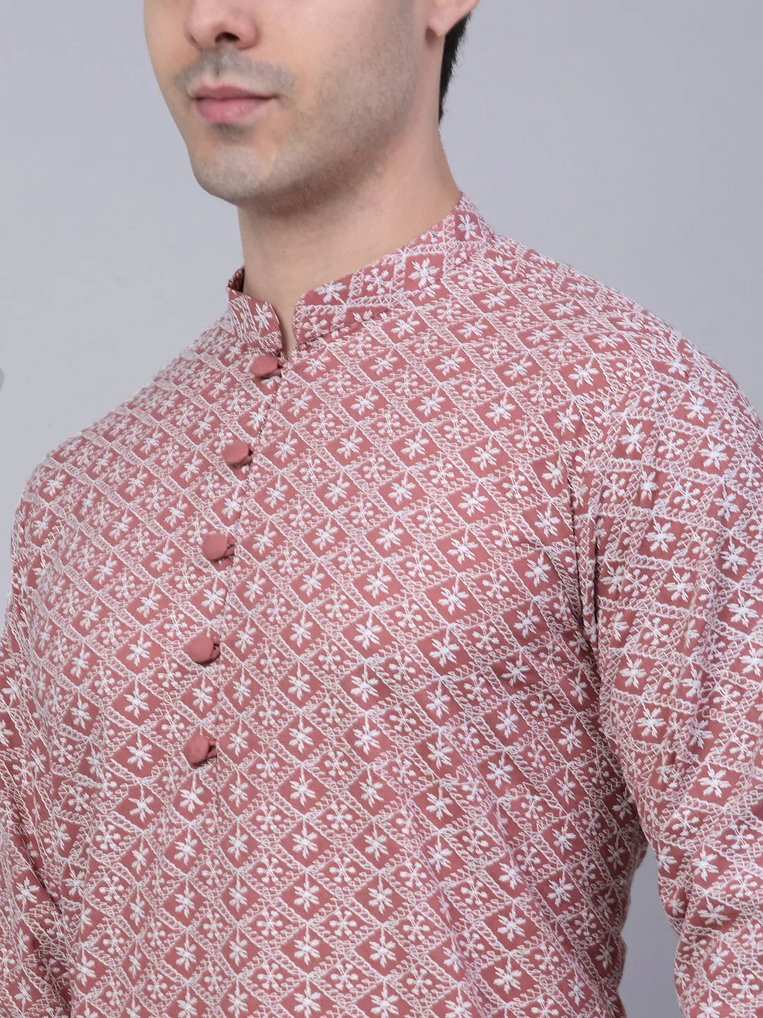 DesiQlo Men Kurta Only - Orange - KO_626Coral_S