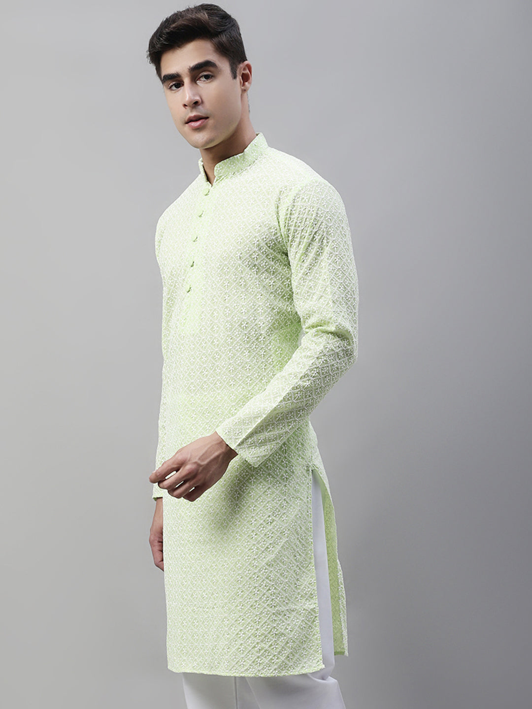 Green Embroidered Mens Kurta - Stylish Indian Kurta for Men