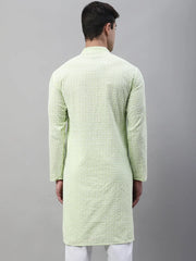 Men's Green Embroidered Kurta Only