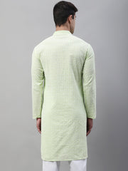 Men's Green Embroidered Kurta Only