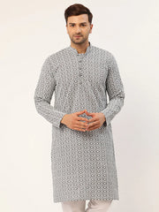 DesiQlo Men's Embroiderd Kurtas ( KO 626 Grey ) [FF] [G-1-5]