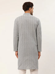 DesiQlo Men's Embroiderd Kurtas ( KO 626 Grey ) [FF] [G-1-5]