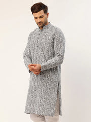 DesiQlo Men's Embroiderd Kurtas ( KO 626 Grey ) [FF] [G-1-5]