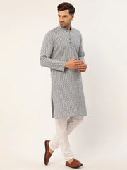 DesiQlo Men's Embroiderd Kurtas ( KO 626 Grey ) [FF] [G-1-5]