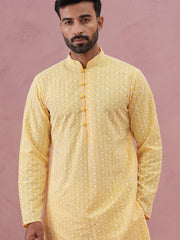 Floral Embroidered Kurta ( KO 626 Lemon ) [FF] [G-1-5]