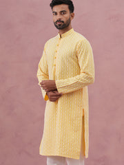 Floral Embroidered Kurta ( KO 626 Lemon ) [FF] [G-1-5]