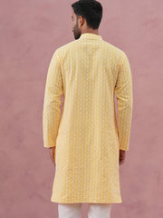 Floral Embroidered Kurta ( KO 626 Lemon ) [FF] [G-1-5]