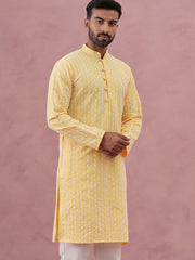 Floral Embroidered Kurta ( KO 626 Lemon ) [FF] [G-1-5]
